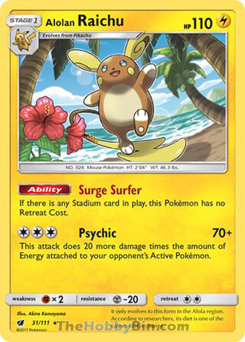 0031 Alolan Raichu Holo Rare Crimson Invasion