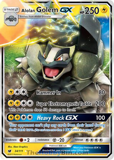 Alolan Golem GX Crimson Invasion Ultra Rare #34/111