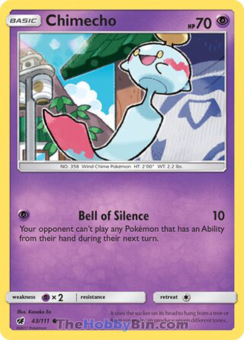 Chimecho #43/111 Common - Crimson Invasion Pokemon card