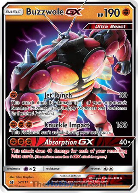 Buzzwole GX #57/111 Ultra Rare - Crimson Invasion Pokemon card