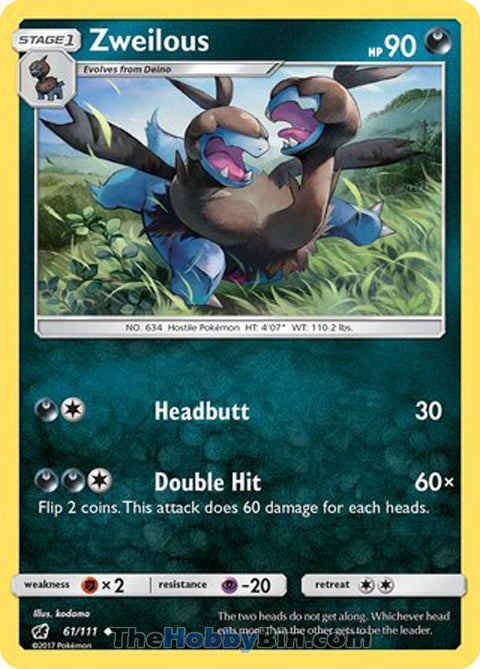 Zweilous #61/111 Uncommon - Crimson Invasion Pokemon card