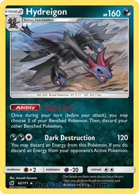 Hydreigon #62/111 Rare - Crimson Invasion Pokemon card