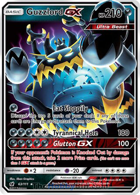 Guzzlord GX #63/111 Ultra Rare - Crimson Invasion Pokemon card