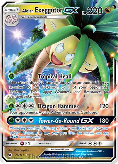 Alolan Exeggutor GX #74/111 Ultra Rare - Crimson Invasion Pokemon card