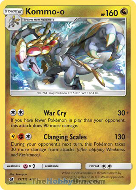 Kommo-o #77/111 Rare - Crimson Invasion Pokemon card