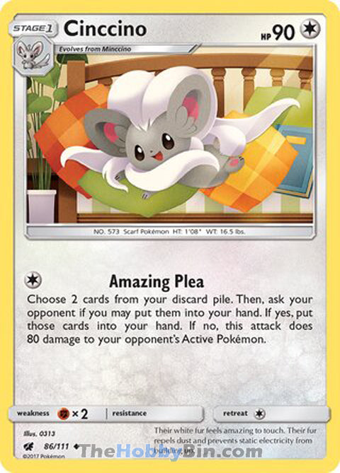 Cinccino #86/111 Uncommon - Crimson Invasion Pokemon card