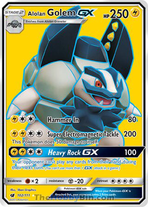 Alolan Golem GX #102/111 Ultra Rare - Crimson Invasion Pokemon card