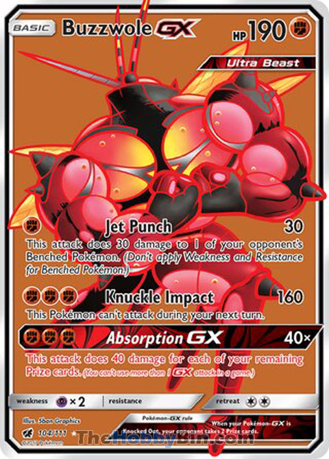 Buzzwole GX Crimson Invasion Ultra Rare #104/111