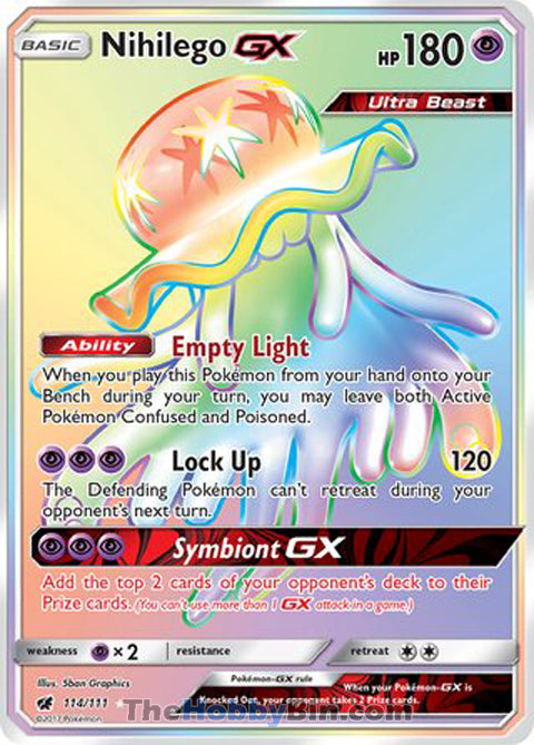 Nihilego GX #114/111 Secret Rare - Crimson Invasion Pokemon card
