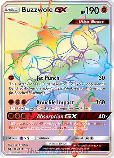 Buzzwole GX Crimson Invasion Secret Rare #115/111