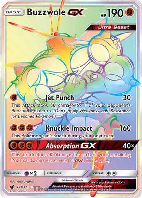 Buzzwole GX #115/111 Secret Rare - Crimson Invasion Pokemon card