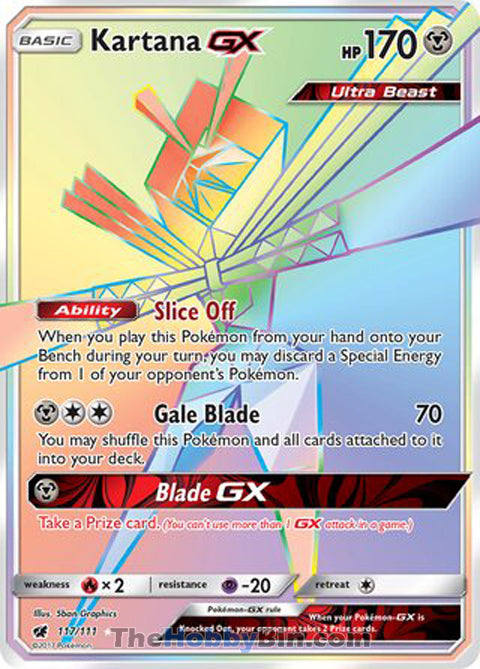 Kartana GX #117/111 Secret Rare - Crimson Invasion Pokemon card