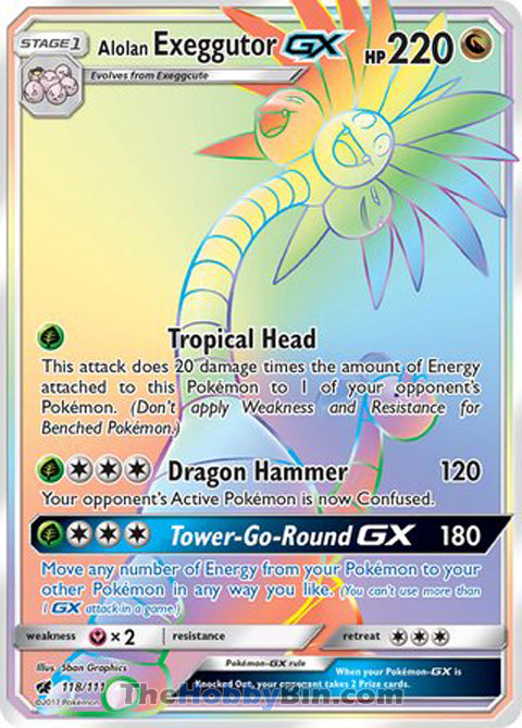 Alolan Exeggutor GX #118/111 Secret Rare - Crimson Invasion Pokemon card