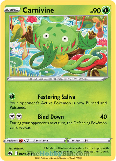 Carnivine #12/159 Uncommon - Crown Zenith Pokemon card