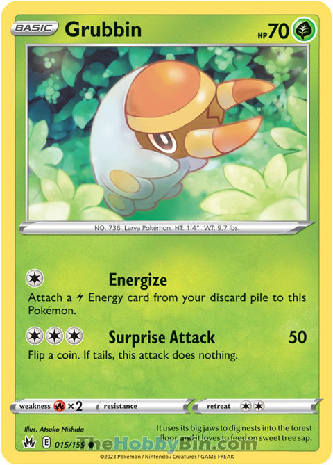 Grubbin #15/159 Common - Crown Zenith Pokemon card
