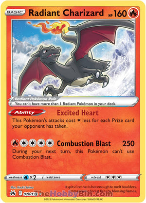 0020 Radiant Charizard Radiant Rare Crown Zenith