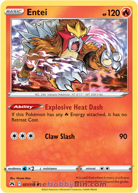 0021 Entei Holo Rare Crown Zenith