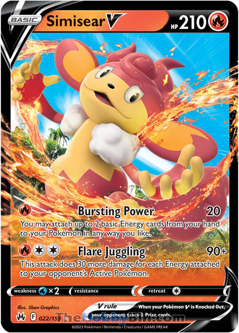 Simisear V #22/159 Ultra Rare - Crown Zenith Pokemon card