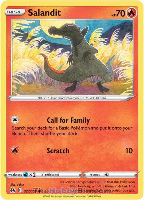Salandit #27/159 Common - Crown Zenith Pokemon card