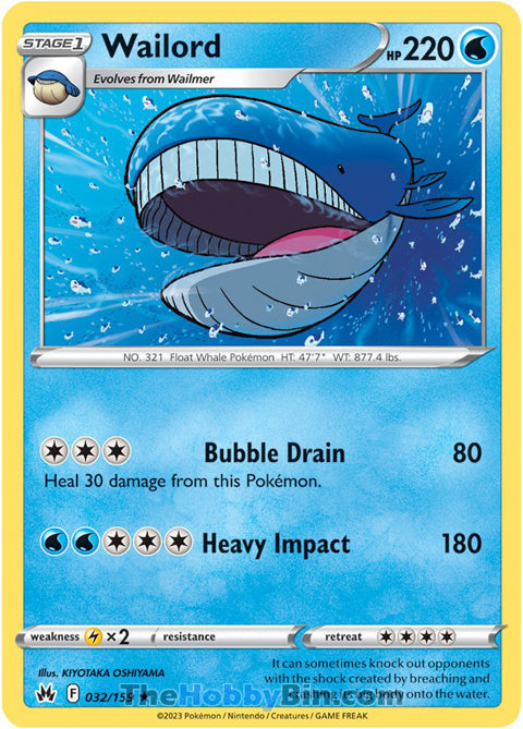 Wailord #32/159 Rare - Crown Zenith Pokemon card
