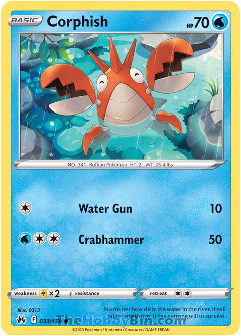 Corphish #33/159 Common - Crown Zenith Pokemon card