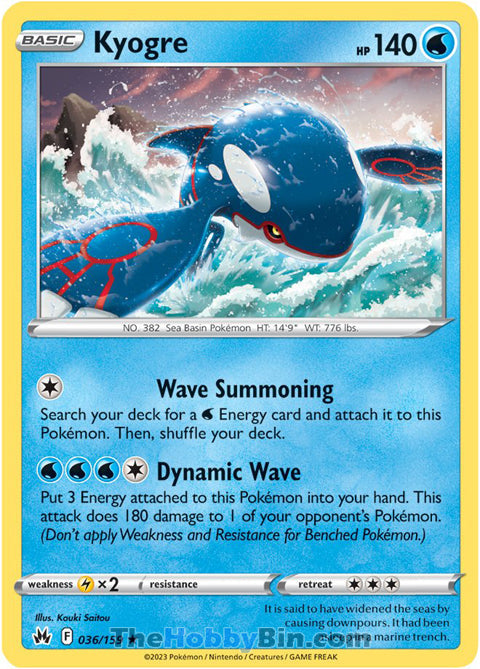 Kyogre #36/159 Holo Rare - Crown Zenith Pokemon card