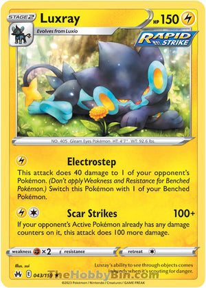 0043 Luxray Rare Crown Zenith
