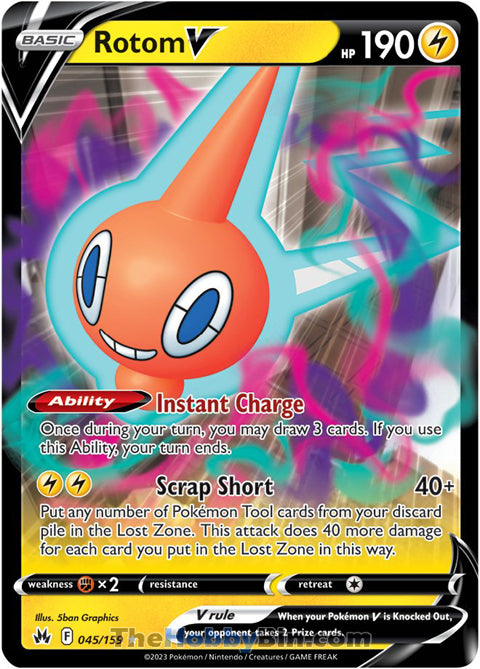 Rotom V #45/159 Ultra Rare - Crown Zenith Pokemon card