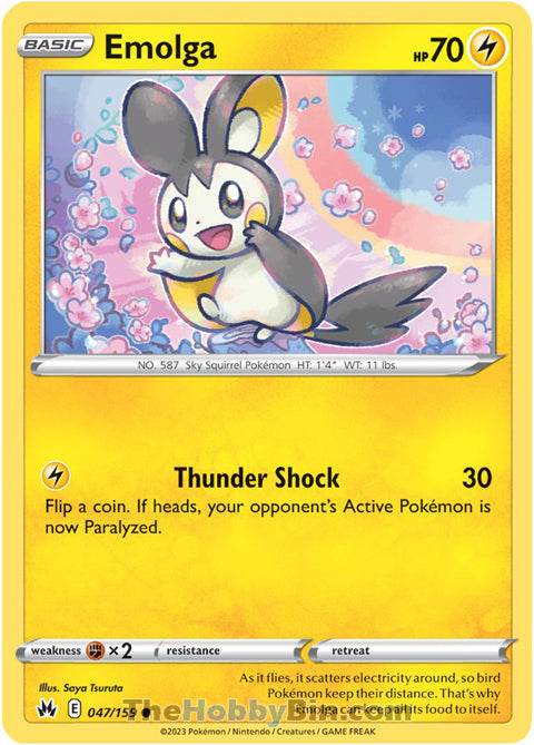 Emolga #47/159 Common - Crown Zenith Pokemon card