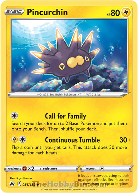Pincurchin #56/159 Uncommon - Crown Zenith Pokemon card
