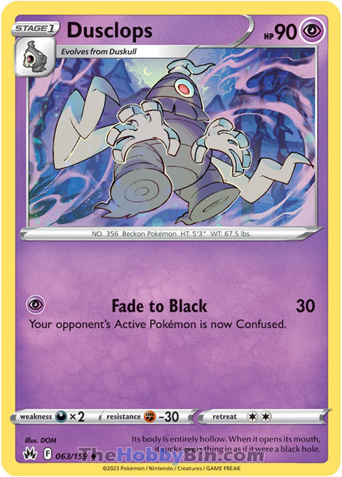 Dusclops #63/159 Uncommon - Crown Zenith Pokemon card