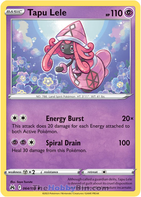 Tapu Lele #64/159 Holo Rare - Crown Zenith Pokemon card