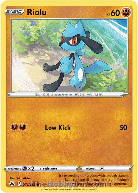 Riolu #71/159 Common - Crown Zenith Pokemon card