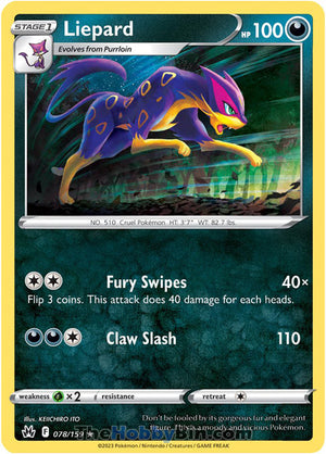 0078 Liepard Rare Crown Zenith