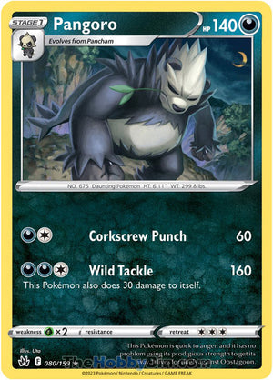 0080 Pangoro Rare Crown Zenith