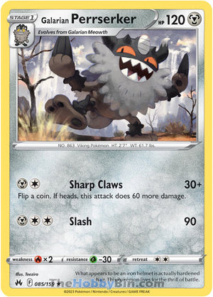 0085 Galarian Perrserker Rare Crown Zenith