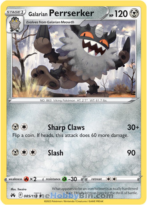 Galarian Perrserker #85/159 Rare - Crown Zenith Pokemon card