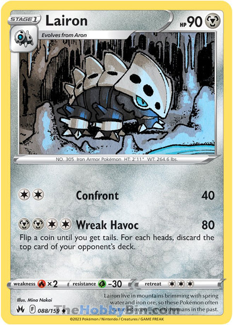 Lairon #88/159 Uncommon - Crown Zenith Pokemon card