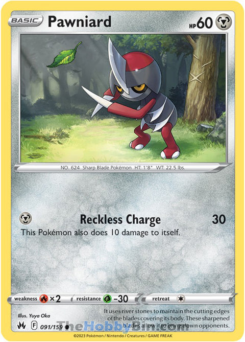 Pawniard #91/159 Common - Crown Zenith Pokemon card