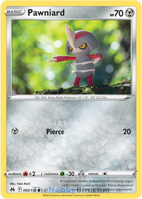 Pawniard #92/159 Common - Crown Zenith Pokemon card