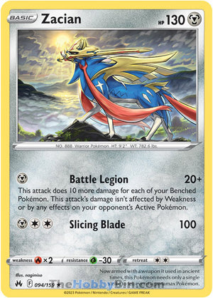 0094 Zacian Holo Rare Crown Zenith