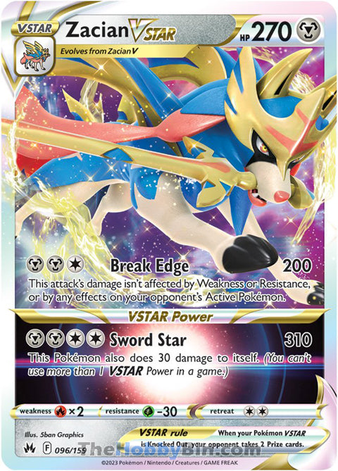 Zacian VSTAR #96/159 Ultra Rare - Crown Zenith Pokemon card