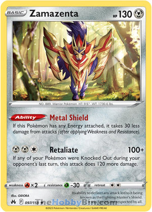 0097 Zamazenta Holo Rare Crown Zenith