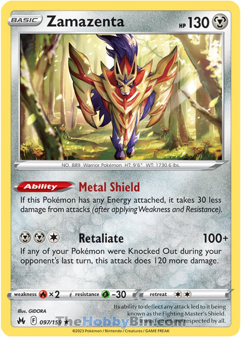 Zamazenta #97/159 Holo Rare - Crown Zenith Pokemon card