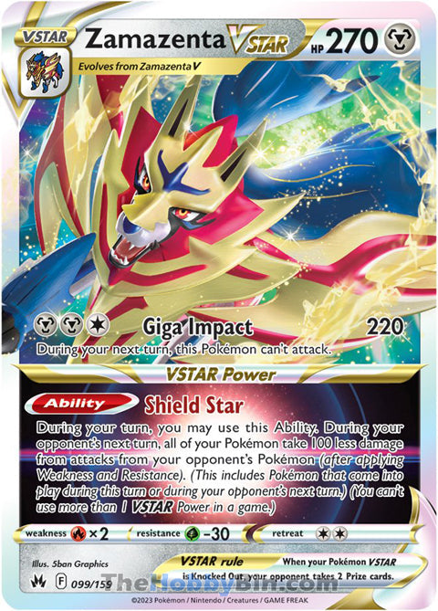 Zamazenta VSTAR #99/159 Ultra Rare - Crown Zenith Pokemon card