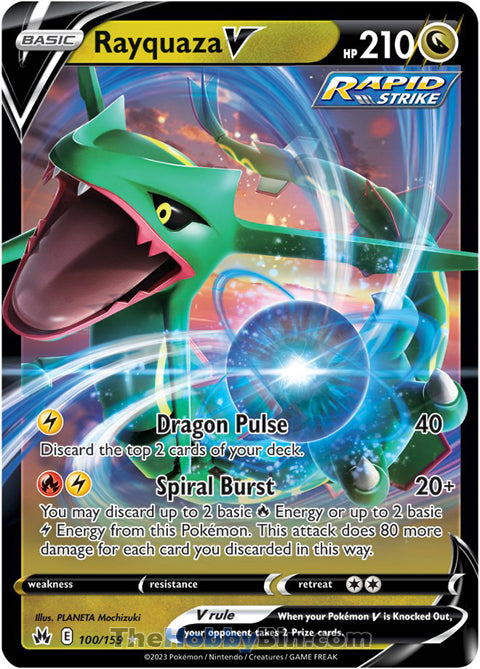Rayquaza V #100/159 Ultra Rare - Crown Zenith Pokemon card