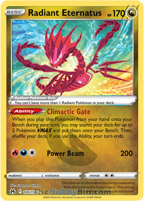 Radiant Eternatus #105/159 Radiant Rare - Crown Zenith Pokemon card