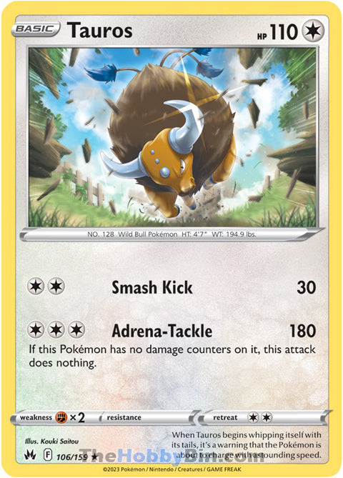 Tauros #106/159 Rare - Crown Zenith Pokemon card