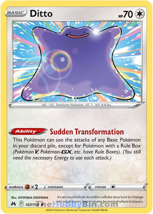0107 Ditto Holo Rare Crown Zenith