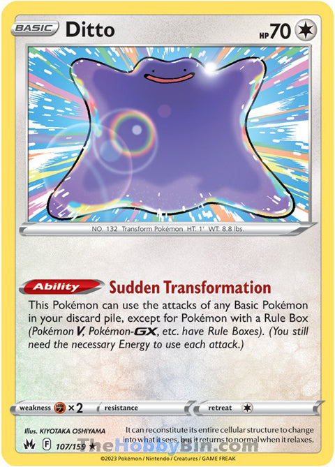Ditto #107/159 Holo Rare - Crown Zenith Pokemon card
